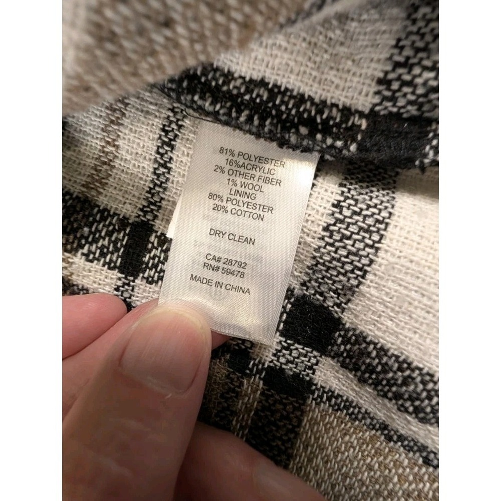 Joie Womens Extra Small/P Cropped Shacket Plaid Button Pockets Neutral Brushed - Picture 10 of 11